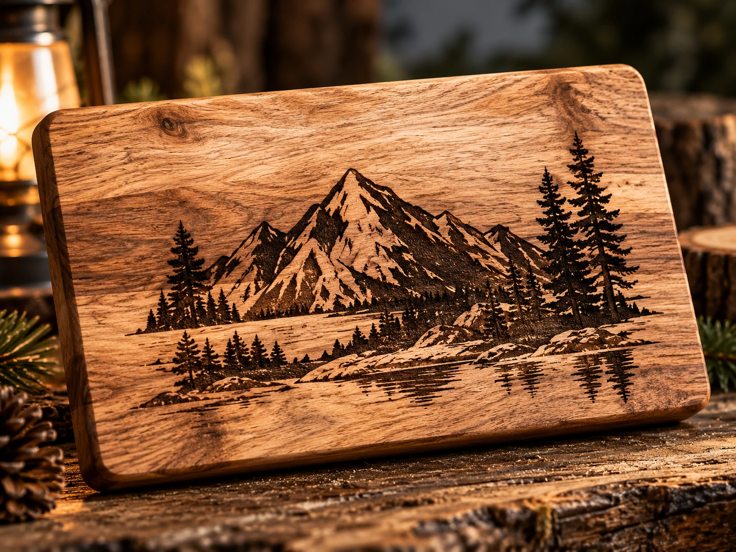 Illustrative high-resolution custom engraved wood plaque